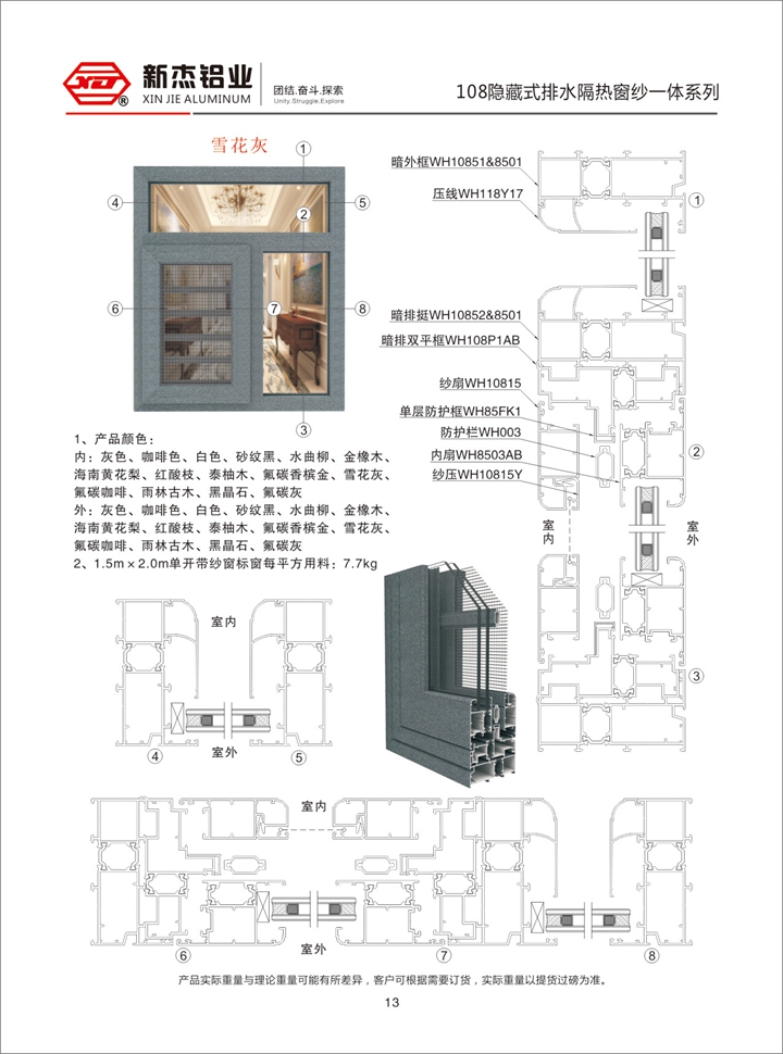 108隐藏式排水隔热窗纱一体系列